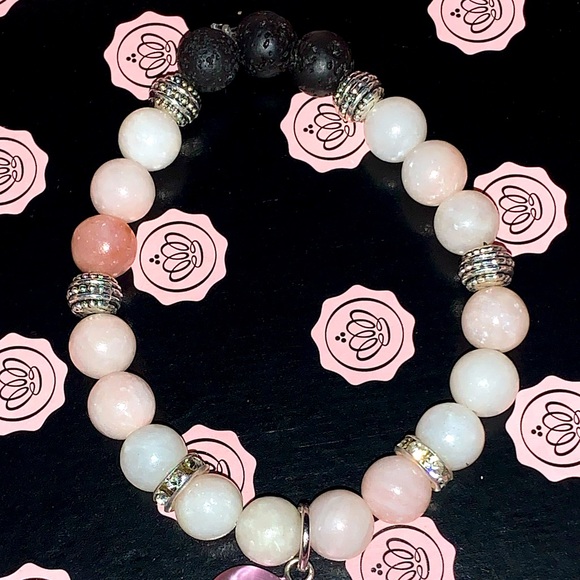 🪬2/$25🪬 Natural Pink Opal 8mm Stone with Pink Opal Charm Stretch Bracelet - Picture 14 of 16